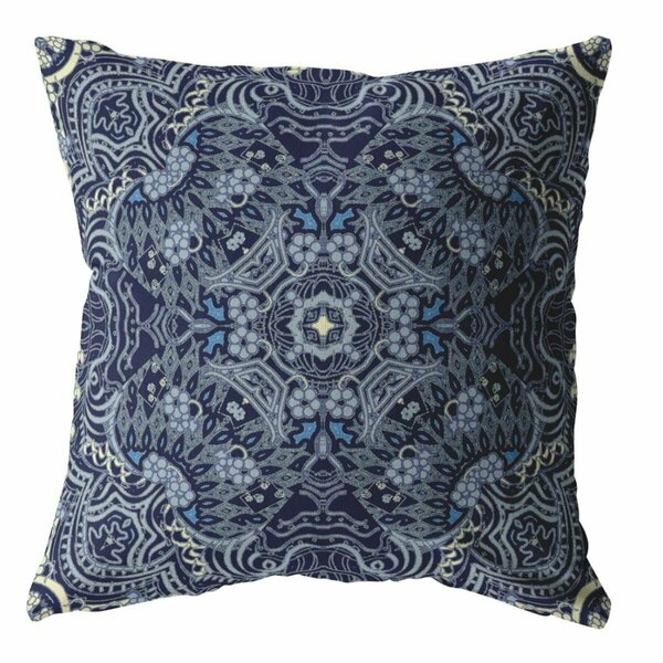 Homeroots 18 in. Indigo Boho Ornate Indoor & Outdoor Throw Pillow 412572